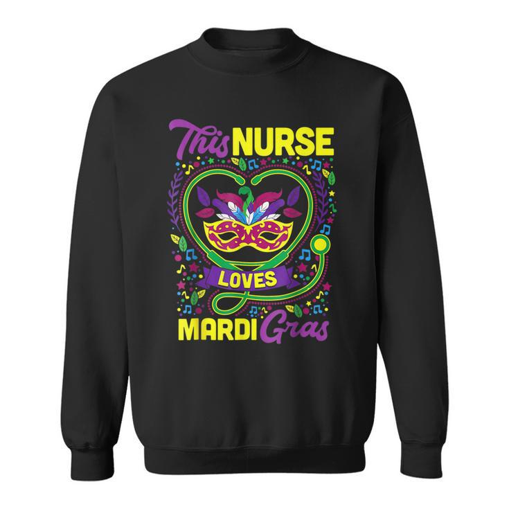 This Nurse Loves Mardi Gras Outfit Mardi Gras Tops For Women  Men Women Sweatshirt Graphic Print Unisex
