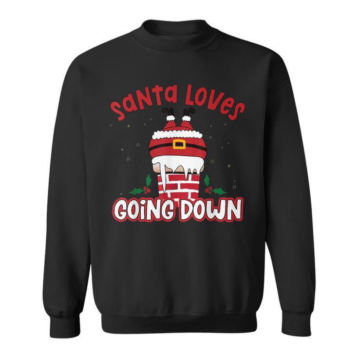 This Santa Loves Going Down Funny Christmas Pajama Family  Men Women Sweatshirt Graphic Print Unisex