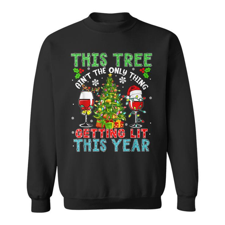This Tree Aint Only Thing Getting Lit Xmas Two Santa Wines Sweatshirt