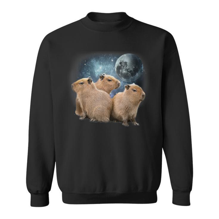 Three Capybaras And Moon Funny Capybara Humor Parody Sweatshirt