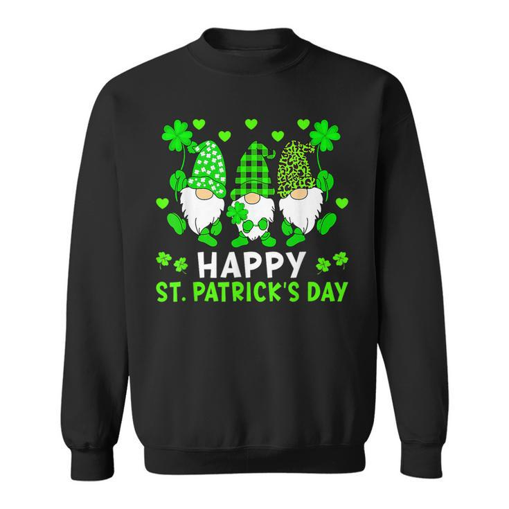 Three Gnomes Happy St Patricks Day Shamrock Lucky Irish  Sweatshirt