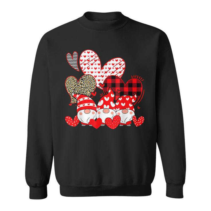 Three Gnomes Holding Hearts Valentines Day Gifts For Her Men Women Sweatshirt Graphic Print Unisex