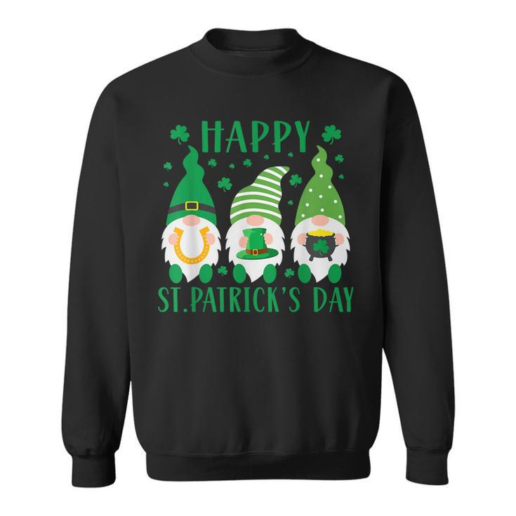 Three Gnomes Lucky Shamrock St Patricks Day Irish Squad  Sweatshirt
