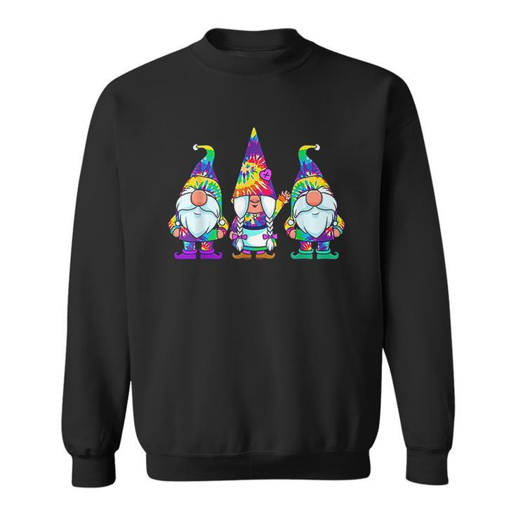 Three Hippie Gnomes Tie Dye Retro Vintage Hat Peace Gnome Men Women Sweatshirt Graphic Print Unisex