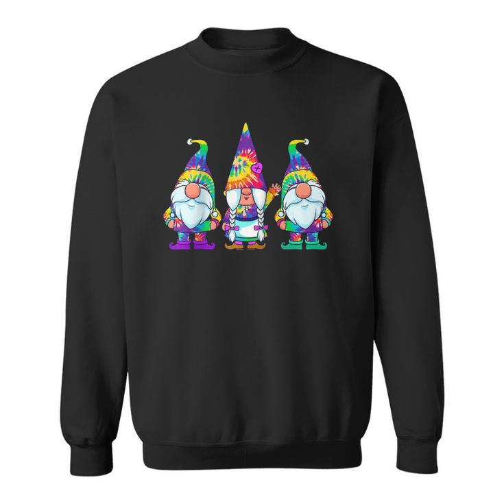 Three Hippie Gnomes Tie Dye Retro Vintage Hat Peace Gnome Raglan Baseball Tee Men Women Sweatshirt Graphic Print Unisex