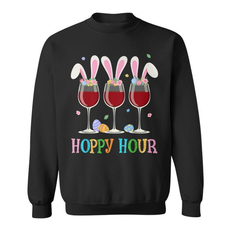 Three Wine Glasses Easter Drinking Bunny Ears Drink Up Women  Sweatshirt