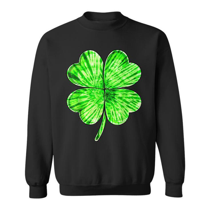 Tie Dye Shamrock Lucky Four Leaf Clover St Patricks Day  Sweatshirt