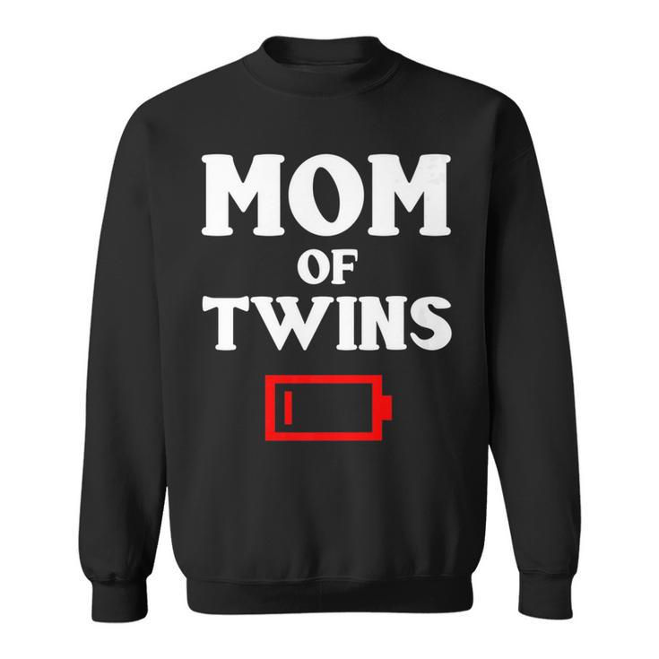 Tired Mom Of Twins Mother Funny Low Battery Mommy Mum Men Women Sweatshirt Graphic Print Unisex