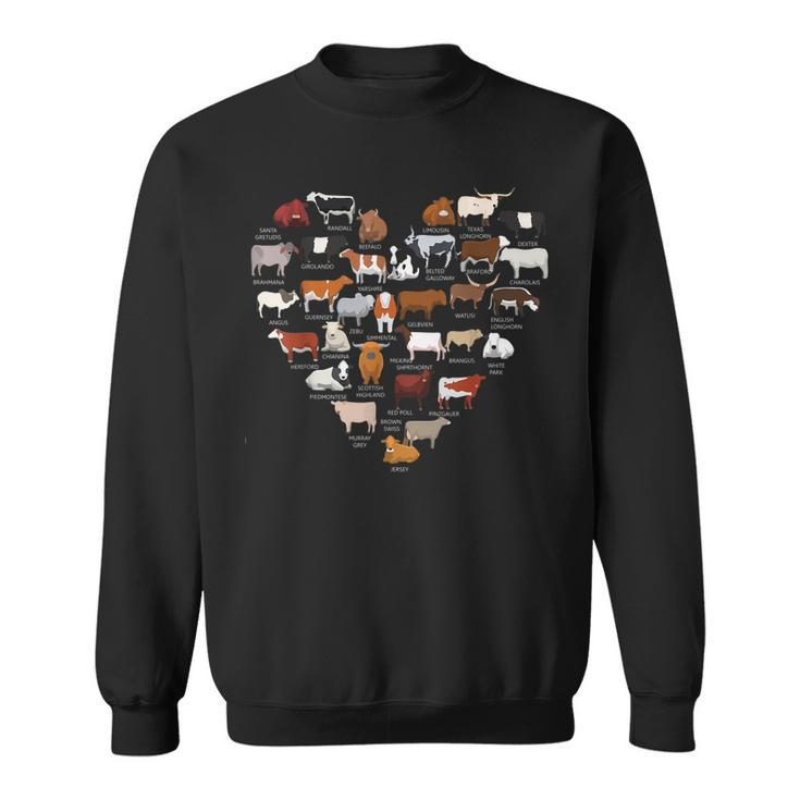 Types Of Cows Identification Cows Heart Cow Lover Sweatshirt
