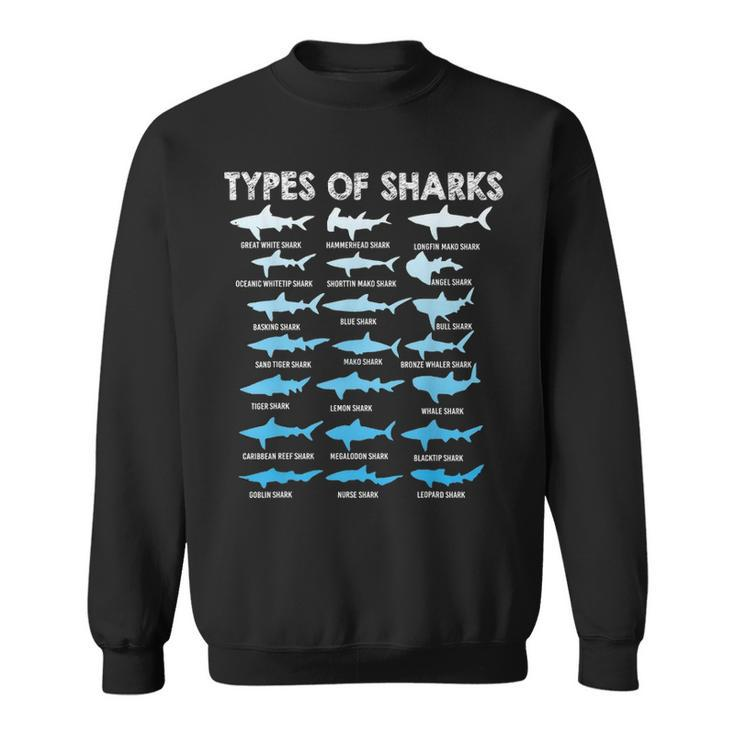 Types Of Sharks Educational Marine Biology Sweatshirt