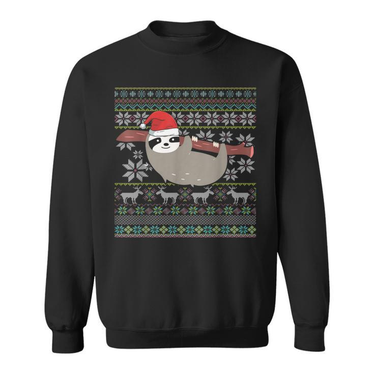 Ugly Christmas Sloth  V2 Men Women Sweatshirt Graphic Print Unisex