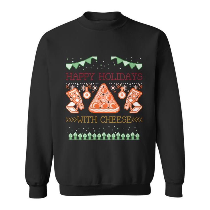 Ugly Christmas Sweater Burger Happy Holidays With Cheese V14 Sweatshirt