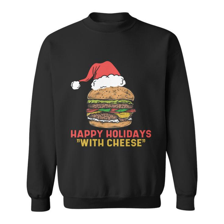 Ugly Christmas Sweater Burger Happy Holidays With Cheese V2 Sweatshirt