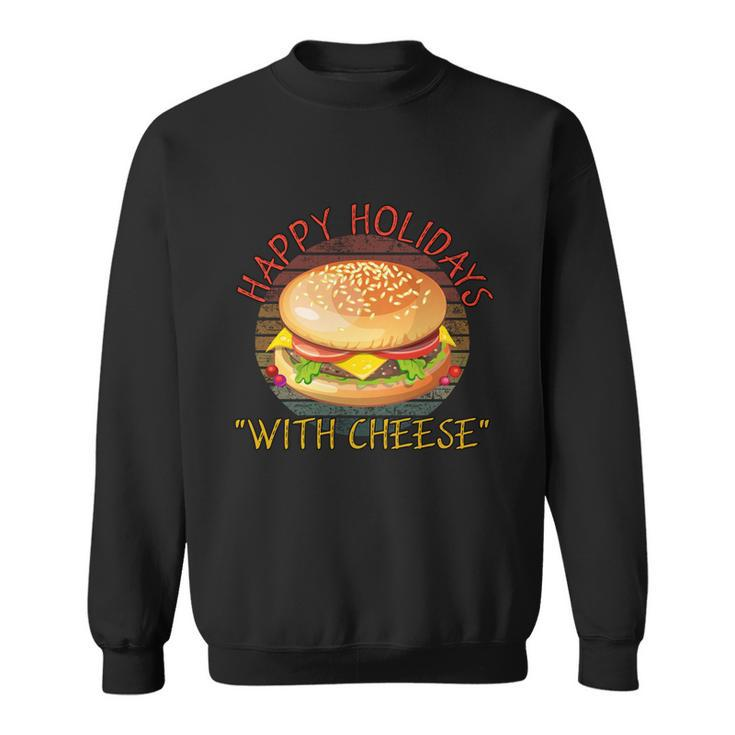 Ugly Christmas Sweater Burger Happy Holidays With Cheese V8 Sweatshirt