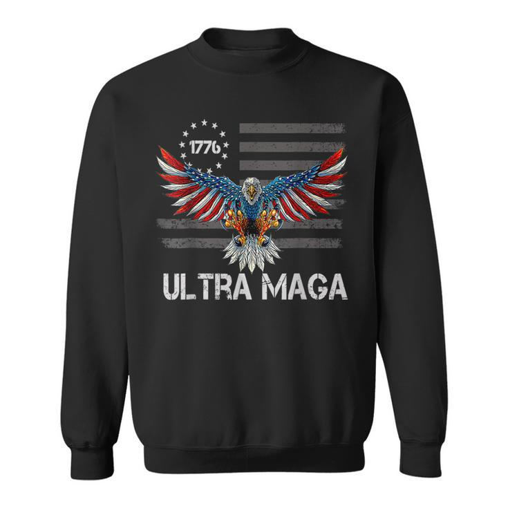Ultra Maga Mega King 2024 American Us Flag Proud Republican  V2 Men Women Sweatshirt Graphic Print Unisex