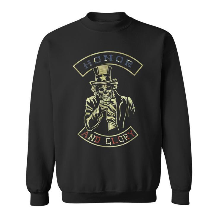 Uncle Sam Skeleton Skull Honor And Glory Sweatshirt