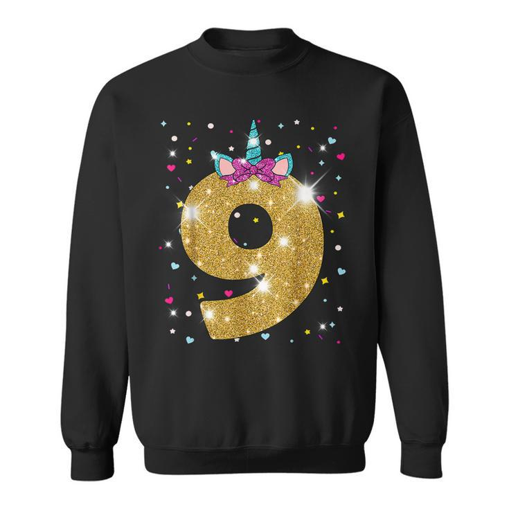 Unicorn 9Th Birthday Girl Nine 9 Years Old  Sweatshirt