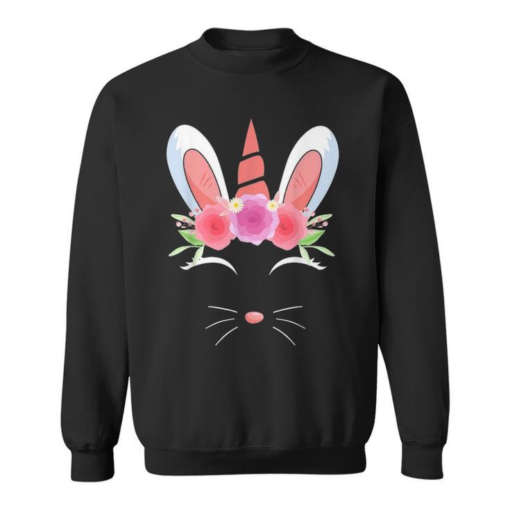 Unicorn Face Rabbit Egg Bunny Lover Gift Happy Easter Day Sweatshirt