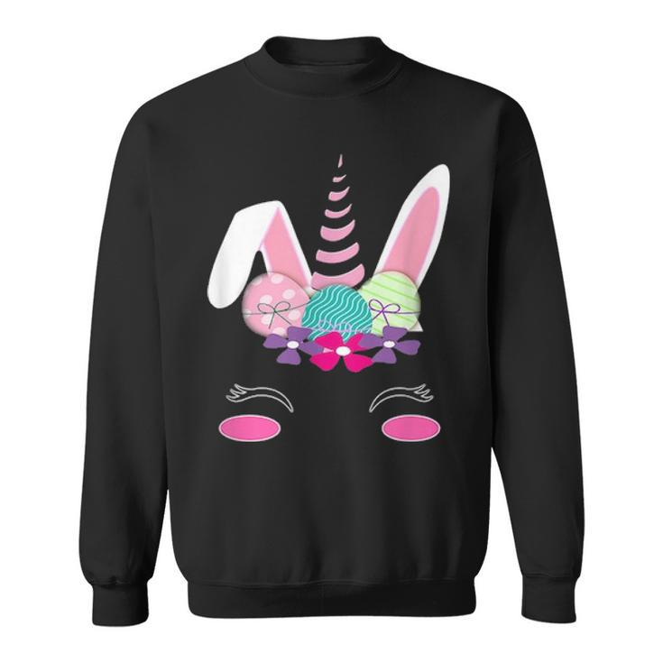 Unicorn Face Rabbit Egg Bunny Lover Gift Happy Easter Day V2 Sweatshirt