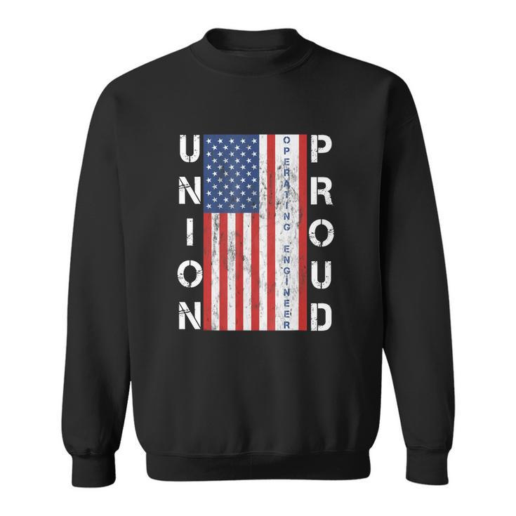 Union Proud American Flag Operating Engineer Men Women Sweatshirt Graphic Print Unisex