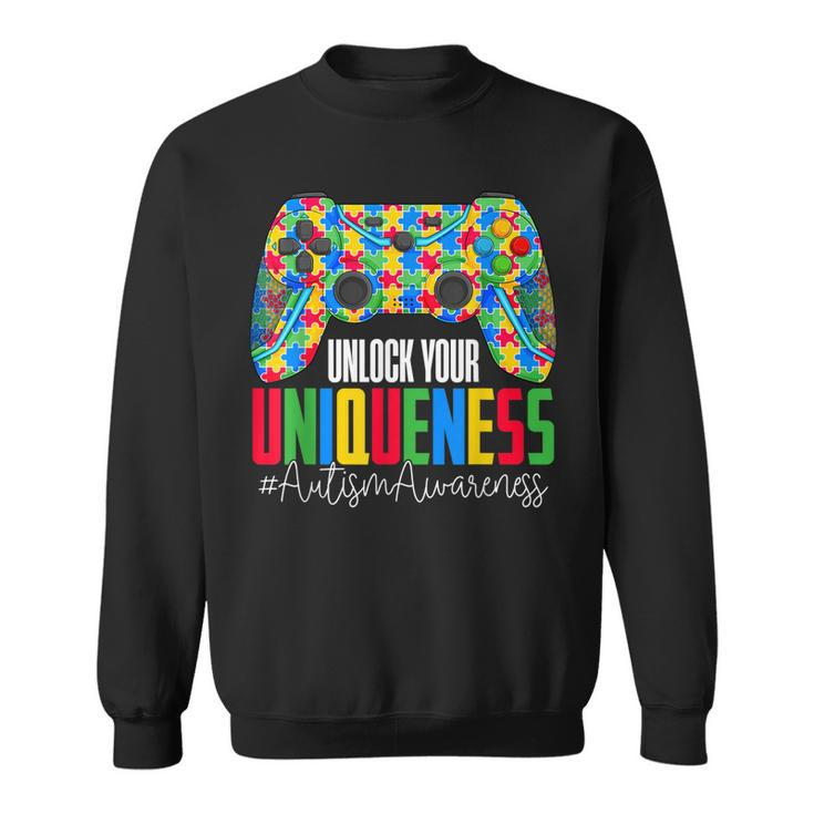Unlock Your Uniqueness Puzzle Controller Autism Awareness  Sweatshirt