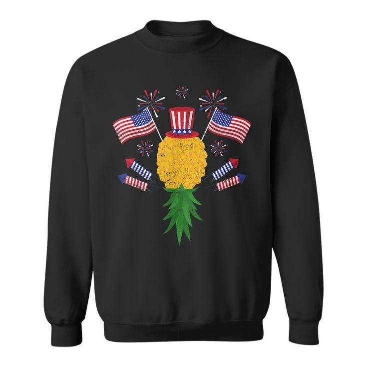 Upside Down Pineapple Swinger Power 4Th Of July Us Flag Sweatshirt
