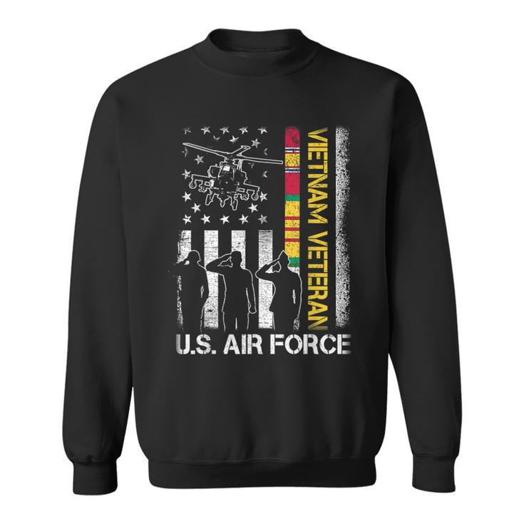 Us Air Force Vietnam Veteran With American Flag  Sweatshirt