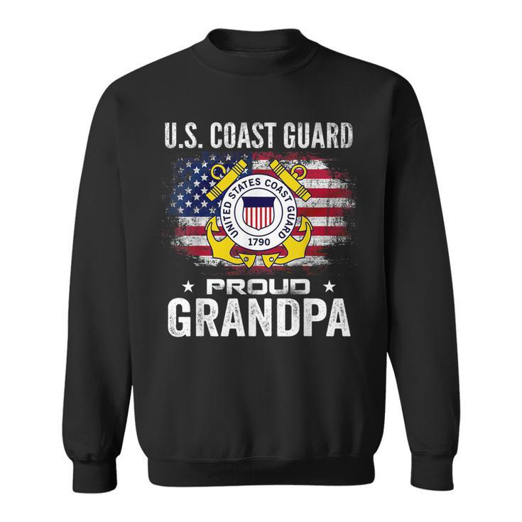 US Coast Guard Proud Grandpa With American Flag Gift Sweatshirt