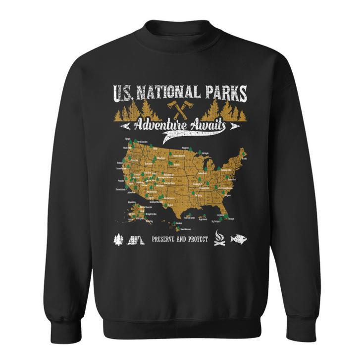 Us National Parks Adventure Awaits - Hiking & Camping Lover  Sweatshirt