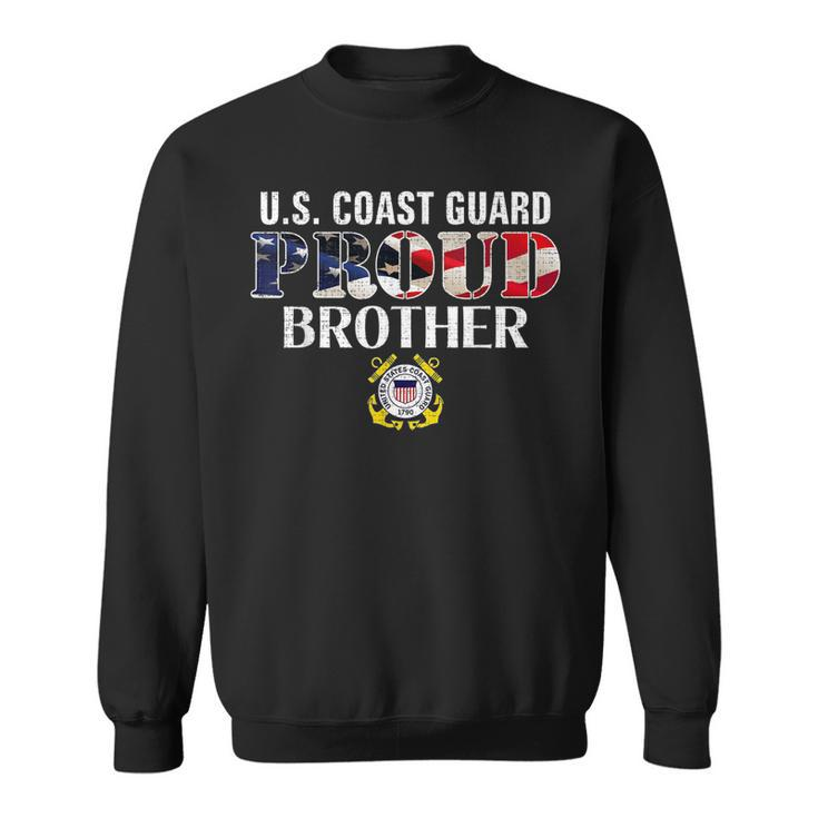 Us Proud Coast Guard Brother With American Flag Veteran Day  Sweatshirt