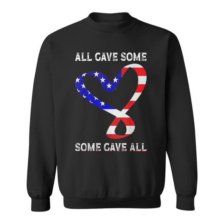 Usa Flag American Patriotic Heart Armed Forces Memorial Day  Sweatshirt