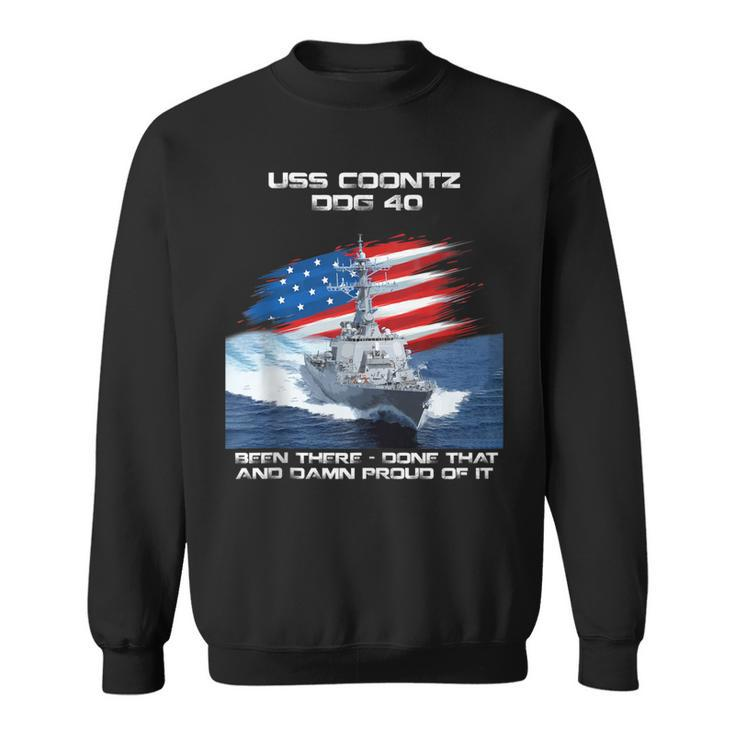 Uss Coontz Ddg-40 Destroyer Ship Usa Flag Veterans Day Xmas  Sweatshirt