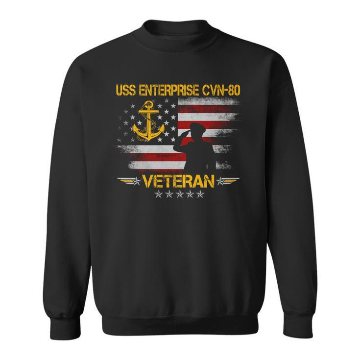 Uss Enterprise Cvn-80 Aircraft Carrier Veteran Us Flag Mens   Sweatshirt