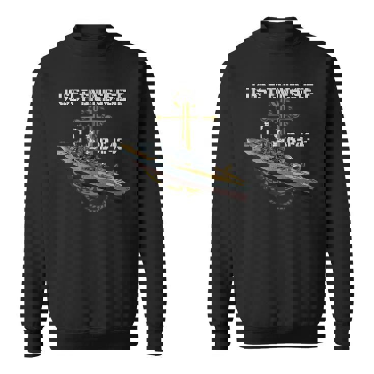 Uss Tennessee Bb-43 Battleship Ww2 American Warship Veterans  Sweatshirt