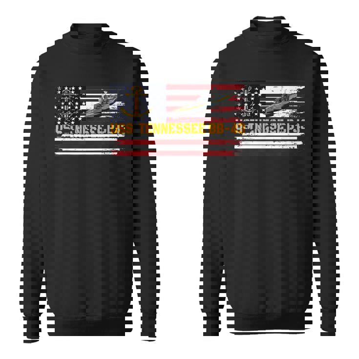 Uss Tennessee Bb-43 Ww2 Battleship Warship Veteran Fathers  Sweatshirt