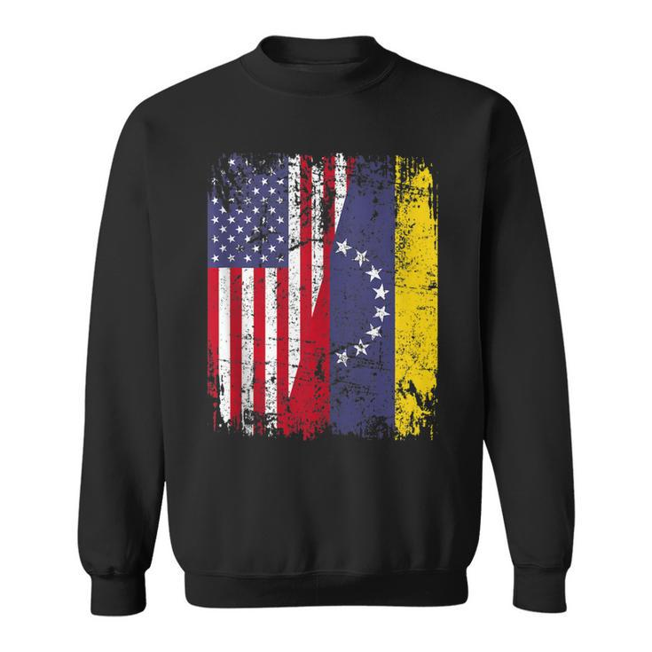 Venezuelan Roots | Half American Flag | Venezuela  Sweatshirt