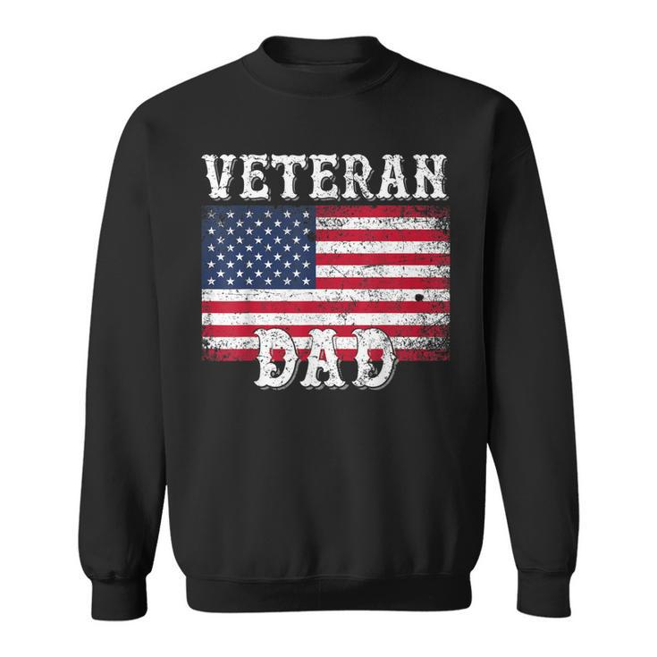 Veteran Dad Patriotic American Flag  For Men Men Women Sweatshirt Graphic Print Unisex