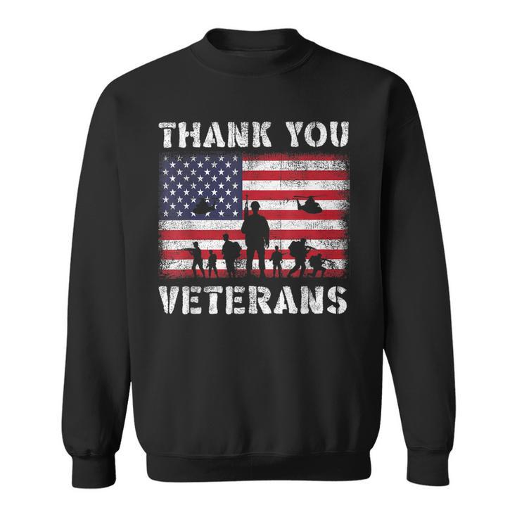 Veterans Day Thank You Veterans Usa Flag Patriotic  Sweatshirt