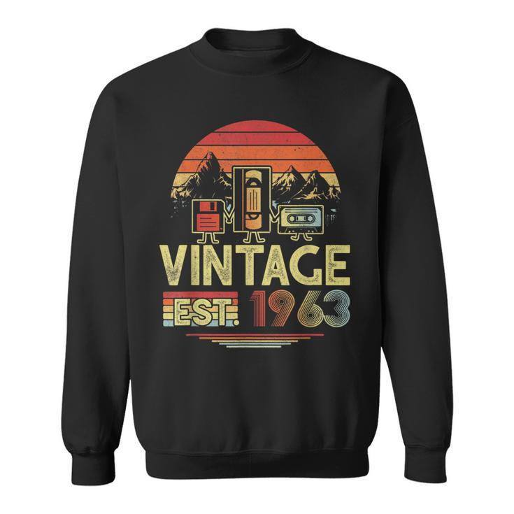 Vintage 1963 Made In 1963 60Th Birthday Gift 60 Year Old V2 Men Women Sweatshirt Graphic Print Unisex