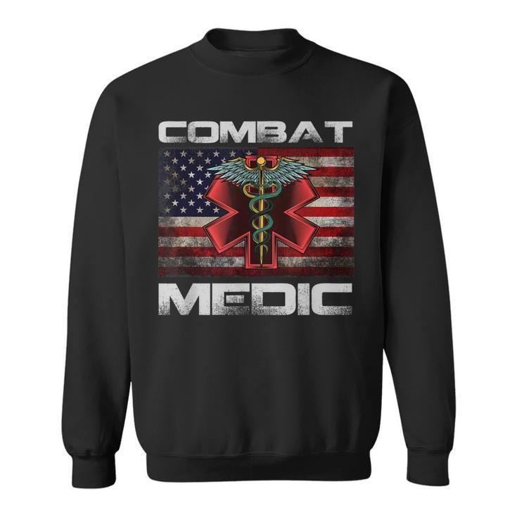 Vintage America Flag Combat Medic Veterans Day Gift  Sweatshirt