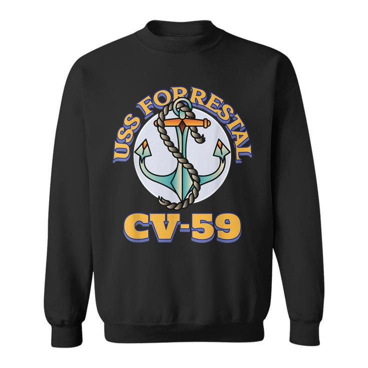 Vintage Anchor Navy Aircraft Carrier Uss Forrestal  Sweatshirt