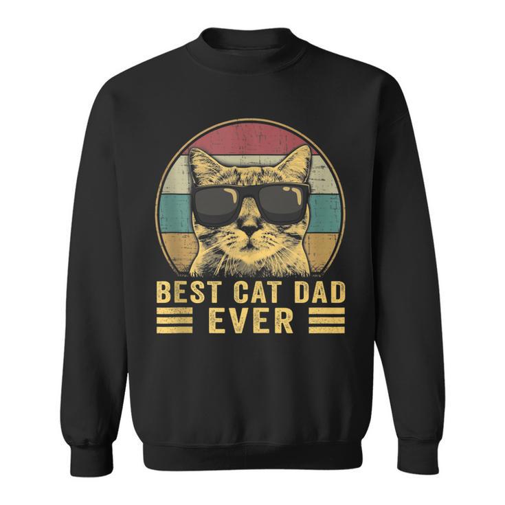 Vintage Best Cat Dad Ever Bump Fit Funny Fathers Day Sweatshirt