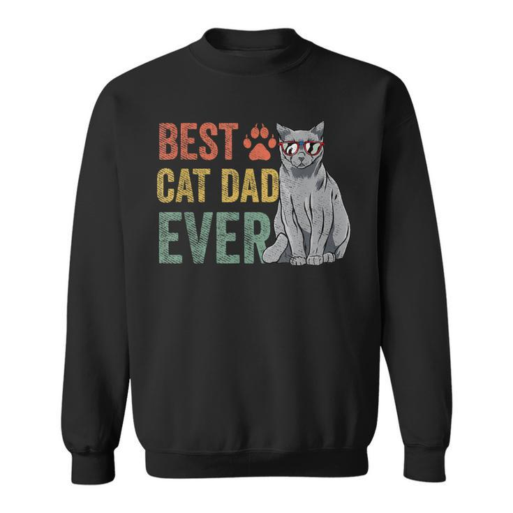 Vintage Best Cat Dad Ever Fathers Day Fur Daddy Gift For Mens Sweatshirt