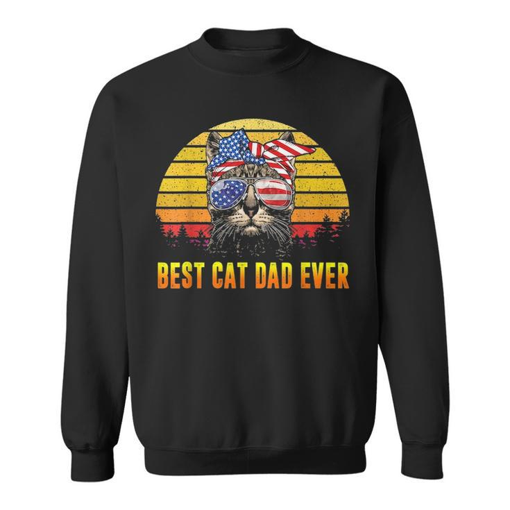 Vintage Best Cat Dad Ever Fathers Day Gifts 4Th Of July Men Sweatshirt