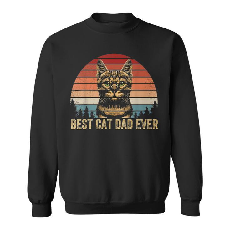 Vintage Best Cat Dad Ever Men Bump Fit Fathers Day Gift Sweatshirt