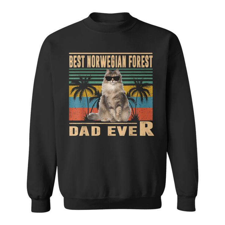 Vintage Best Cat Dad Ever Norwegian Forest Cat Fathers Day  Sweatshirt