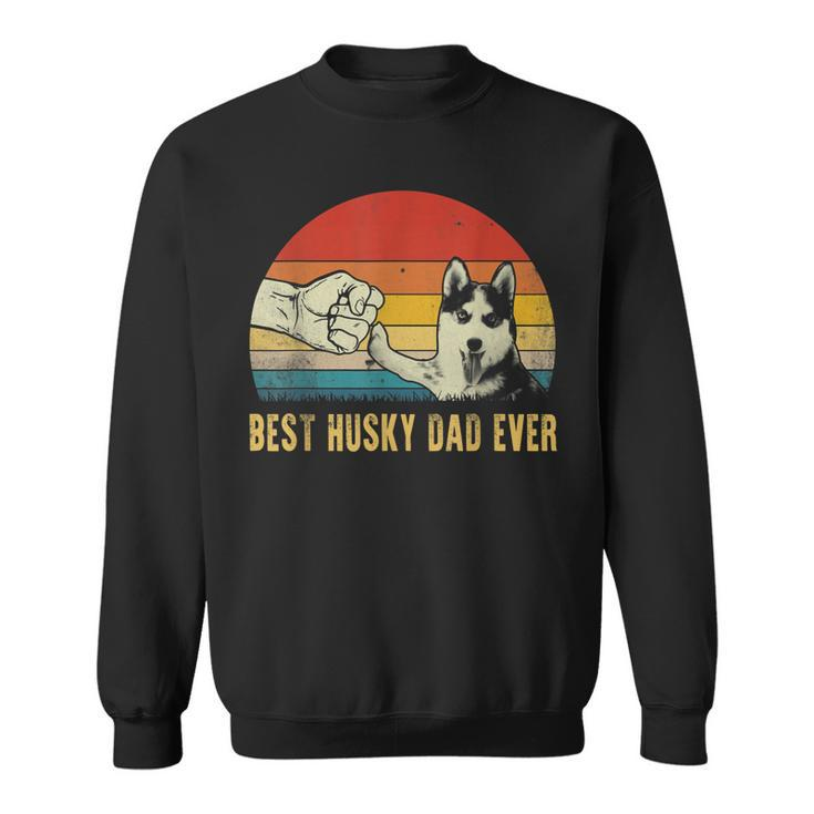 Vintage Best Dog Dad Ever Siberian Husky Fathers Day Gift Sweatshirt
