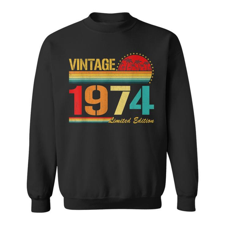 Vintage Born In 1974 Birthday Year Party Wedding Anniversary  Sweatshirt