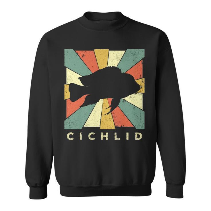 Vintage Cichlid Fish Lover Retro Style Animal Sweatshirt