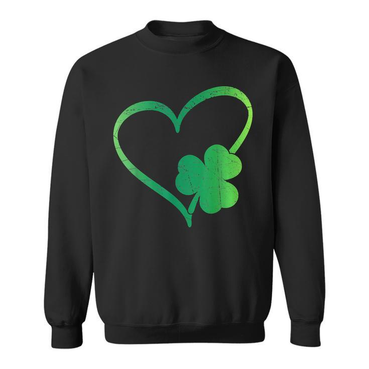 Vintage Happy St Patricks Day Irish Lucky Shamrock Heart  Sweatshirt